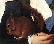 Portrait of a Lady with a Squirrel and a Starling, Hans holbein the younger